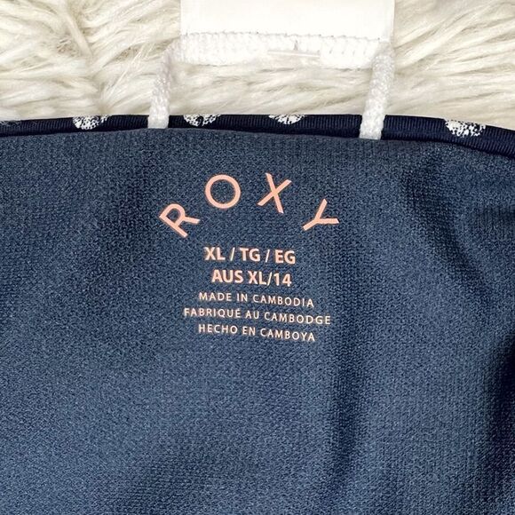 Roxy Printed Beach Classics Blue Indigo Polka Dot Side Strap Bikini Bottoms Size - Picture 6 of 7